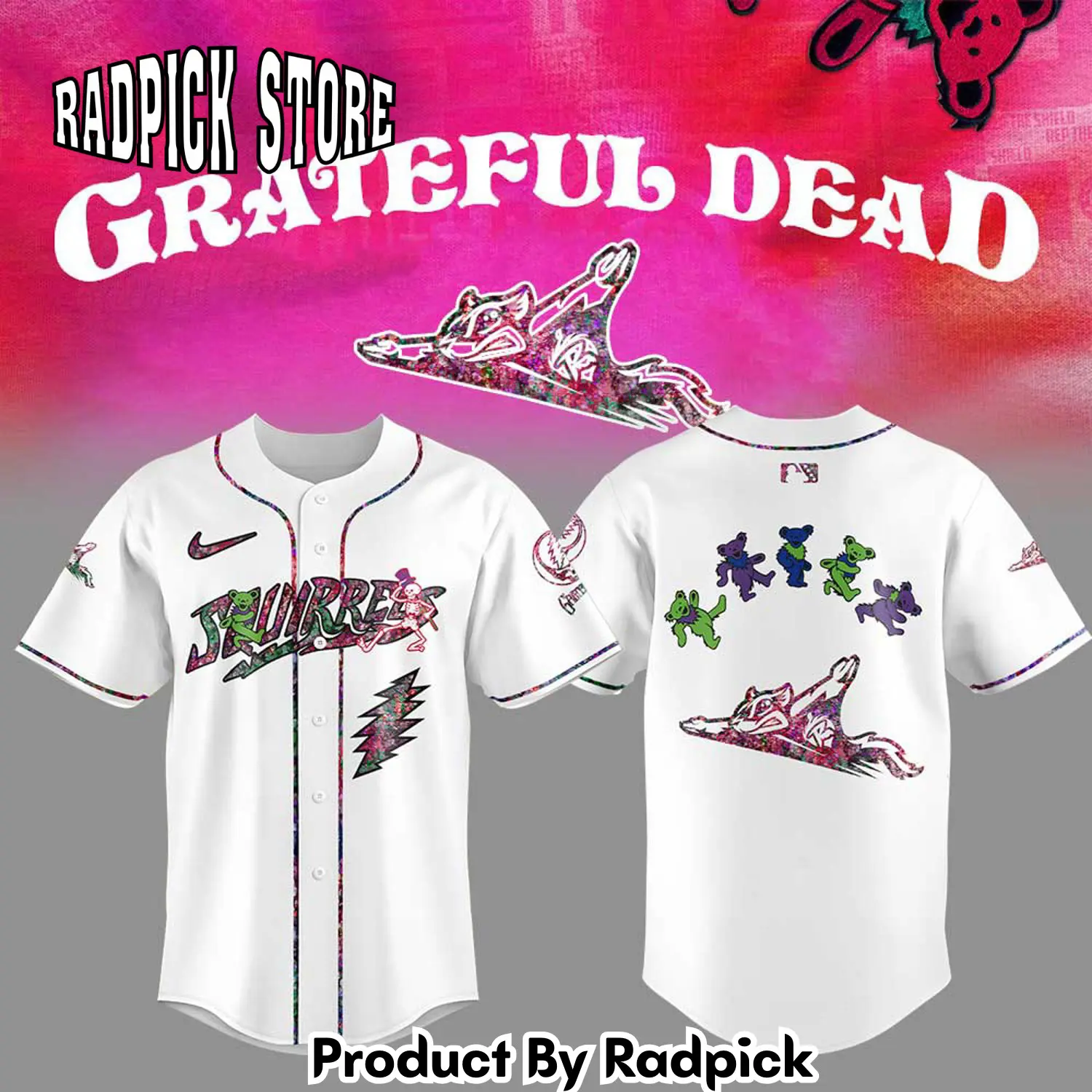 Radpick richmond flying squirrels grateful dead night baseball jersey rp127197